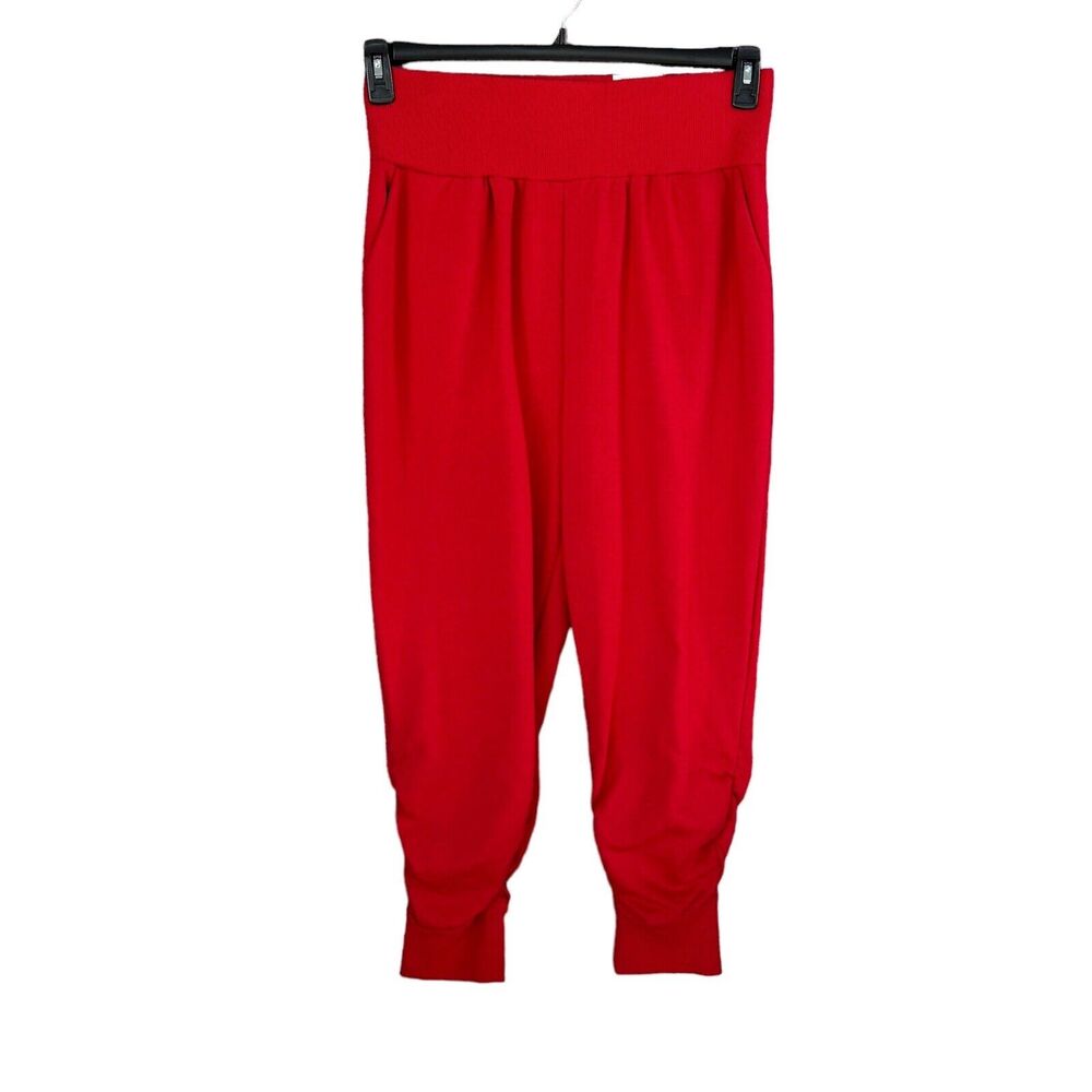 INC X-Large Joggers Pants Stretch Pockets High-Rise Ruched Cuffs Red New